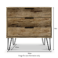 Moreno Rustic Oak 3 Drawer Chest with Black Hairpin Legs size guide