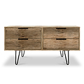 Moreno Rustic Oak Low Storage Unit with Black Hairpin Legs from Roseland Furniture