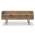 Moreno Rustic Oak Media Console Unit with Black Hairpin Legs from Roseland furniture