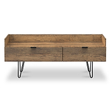 Moreno Rustic Oak Media Console Unit with Black Hairpin Legs from Roseland furniture