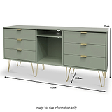 Moreno Olive Green arge 6 Drawer Sideboard Cabinet with Gold Hairpin Legs size guide
