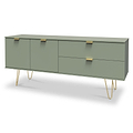 Moreno Olive Green 2 Door 2 Drawer Sideboard Cabinet with gold hairpin legs from Roseland furniture
