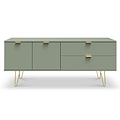 Moreno Olive Green 2 Door 2 Drawer Sideboard Cabinet with gold hairpin legs from Roseland Furniture