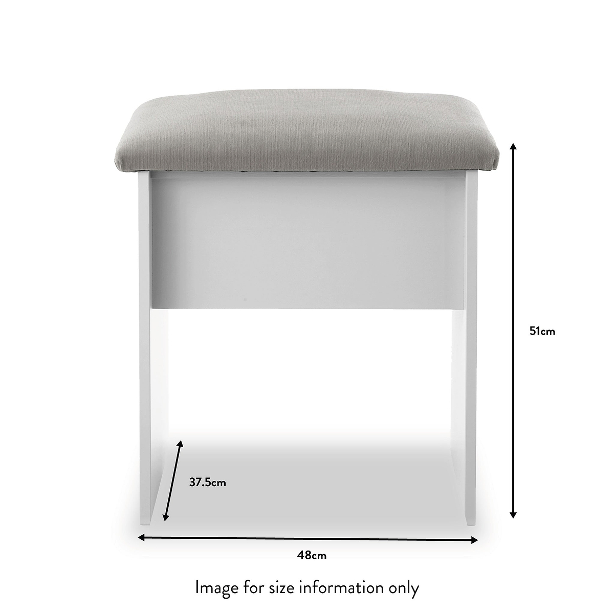 Talland White Dressing Table with Stool from Roseland size