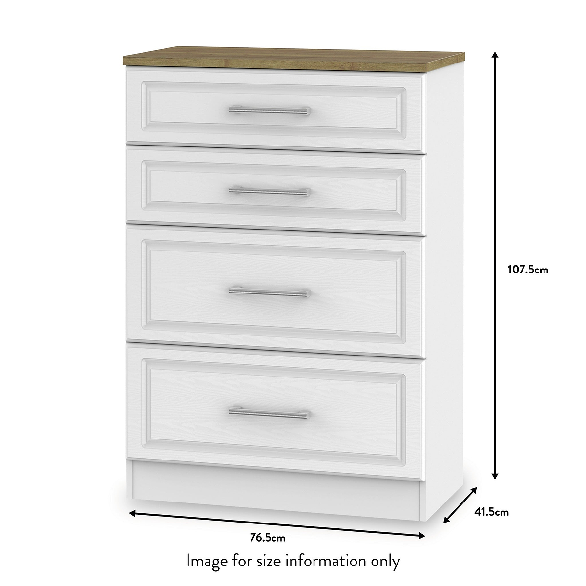 Talland White 4 Drawer Deep Chest from Roseland size