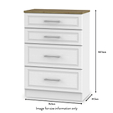Talland White 4 Drawer Deep Chest from Roseland size