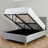 Kia Grey Velvet Ottoman Storage Bed Frame from Roseland