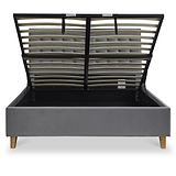 Kia Grey Velvet Ottoman Storage Bed Frame