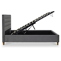 Kia Grey Velvet Ottoman Storage Bed Frame