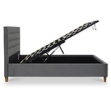 Kia Grey Velvet Ottoman Storage Bed Frame