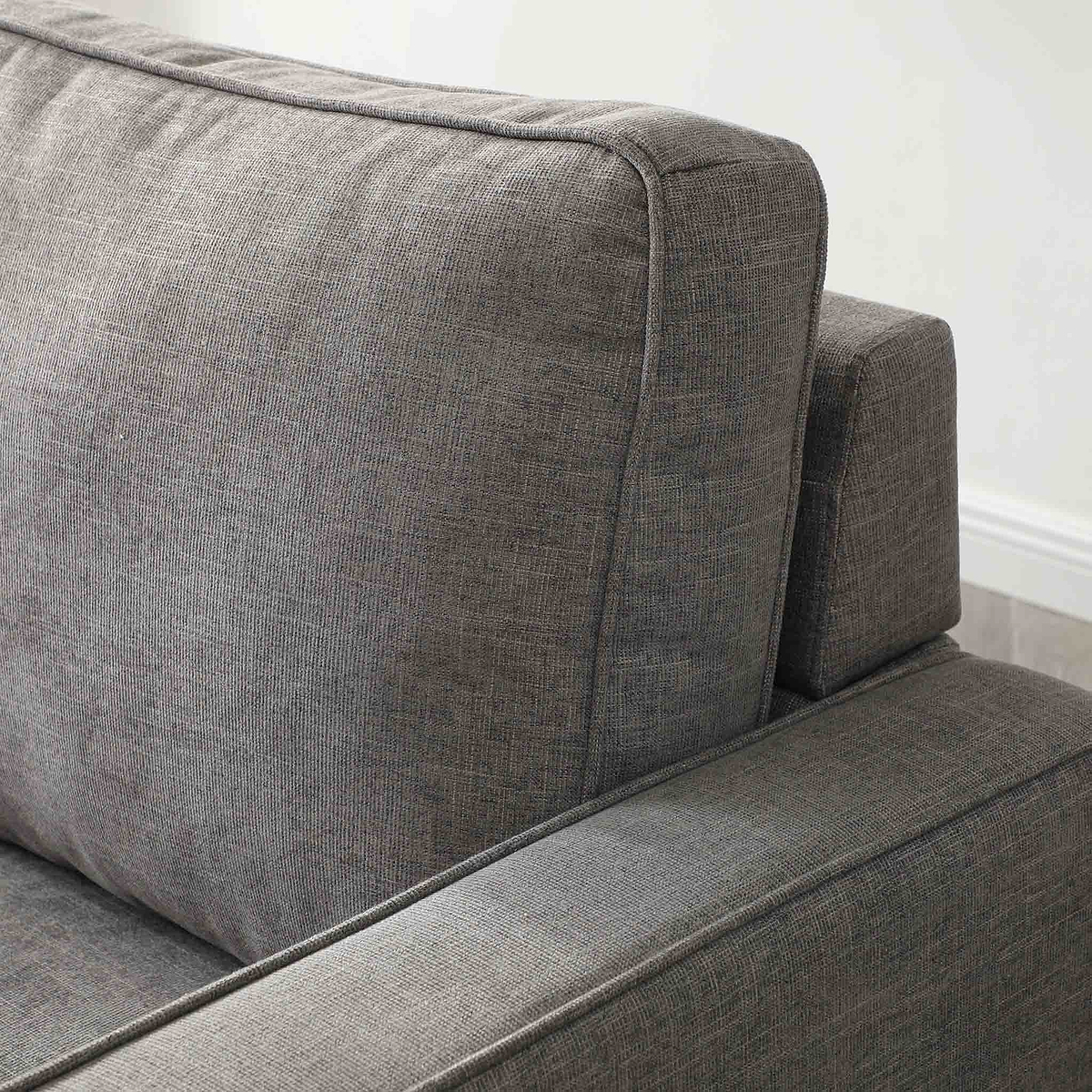 close up of the comfy loose fibre back cushions on the Soldier Grey 3 Seater Corner Sofa Bed