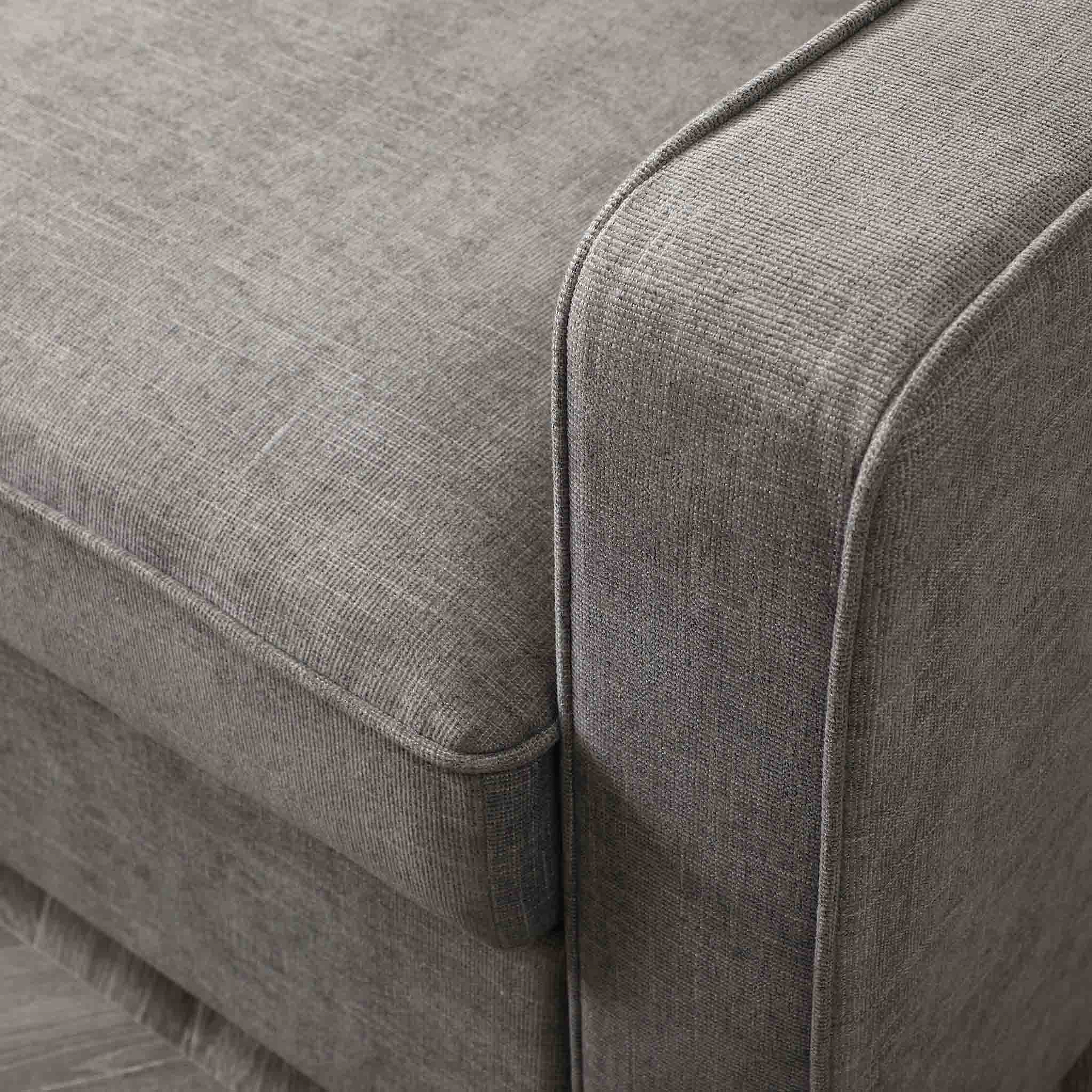close up of the grey fabric on the Soldier Grey 3 Seater Corner Sofa Bed 