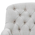 close up of the button tuft upholstered fabric on the Cream Linen Fabric Bianca Armchair