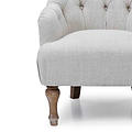 close up of the deep padded seat on the Cream Linen Fabric Bianca Armchair