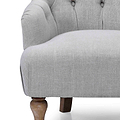 close up of the deep plush seat cushion on the Grey Linen Fabric Bianca Armchair