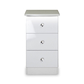 Aria White Gloss LED Lighting 3 Drawer Bedside from Roseland