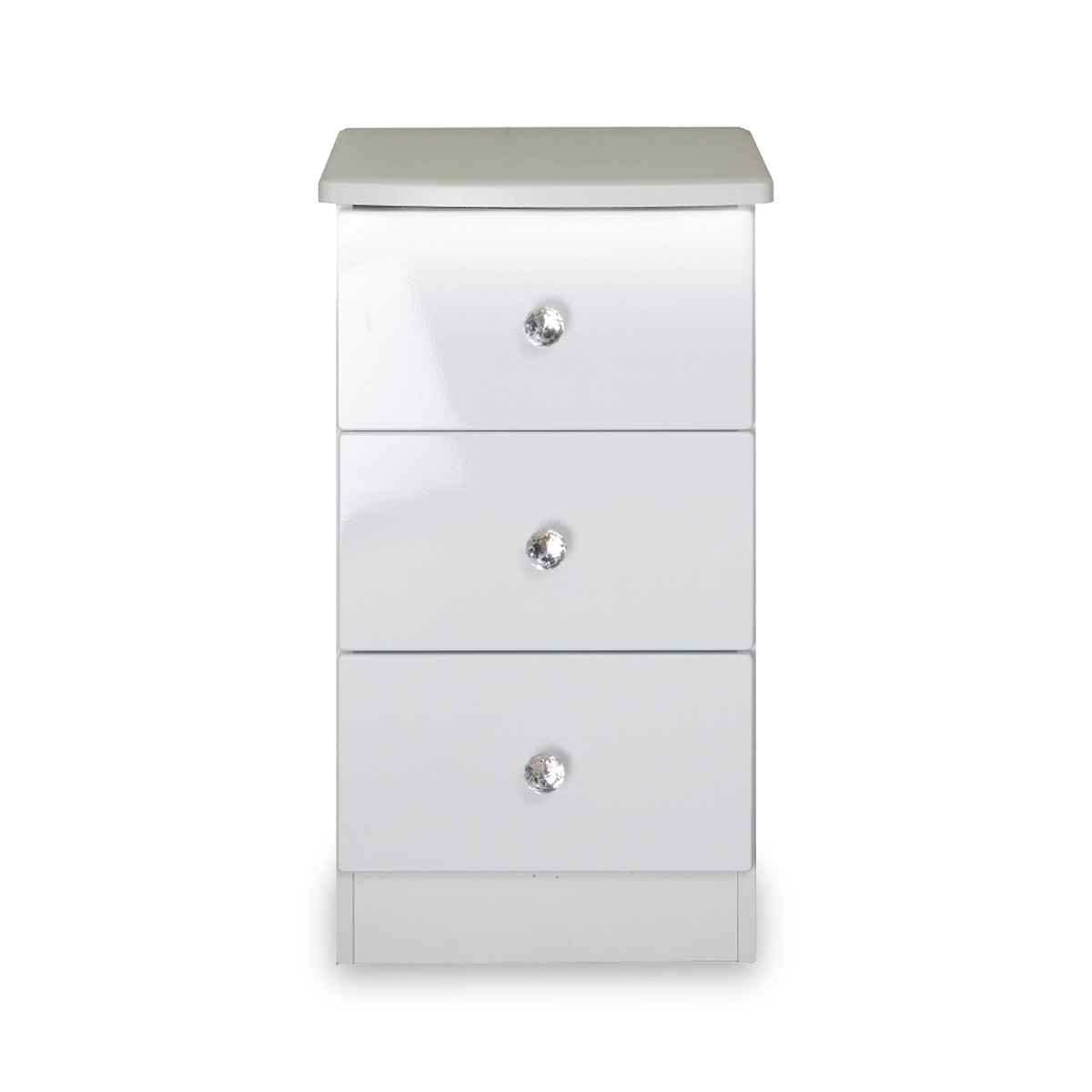 Aria White Gloss LED Lighting 3 Drawer Bedside from Roseland
