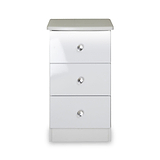 Aria White Gloss LED Lighting 3 Drawer Bedside from Roseland