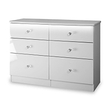 Aria white gloss LED lighting chest of 6 drawers