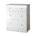 Aria White Gloss LED Lighting Chest of 3 drawers
