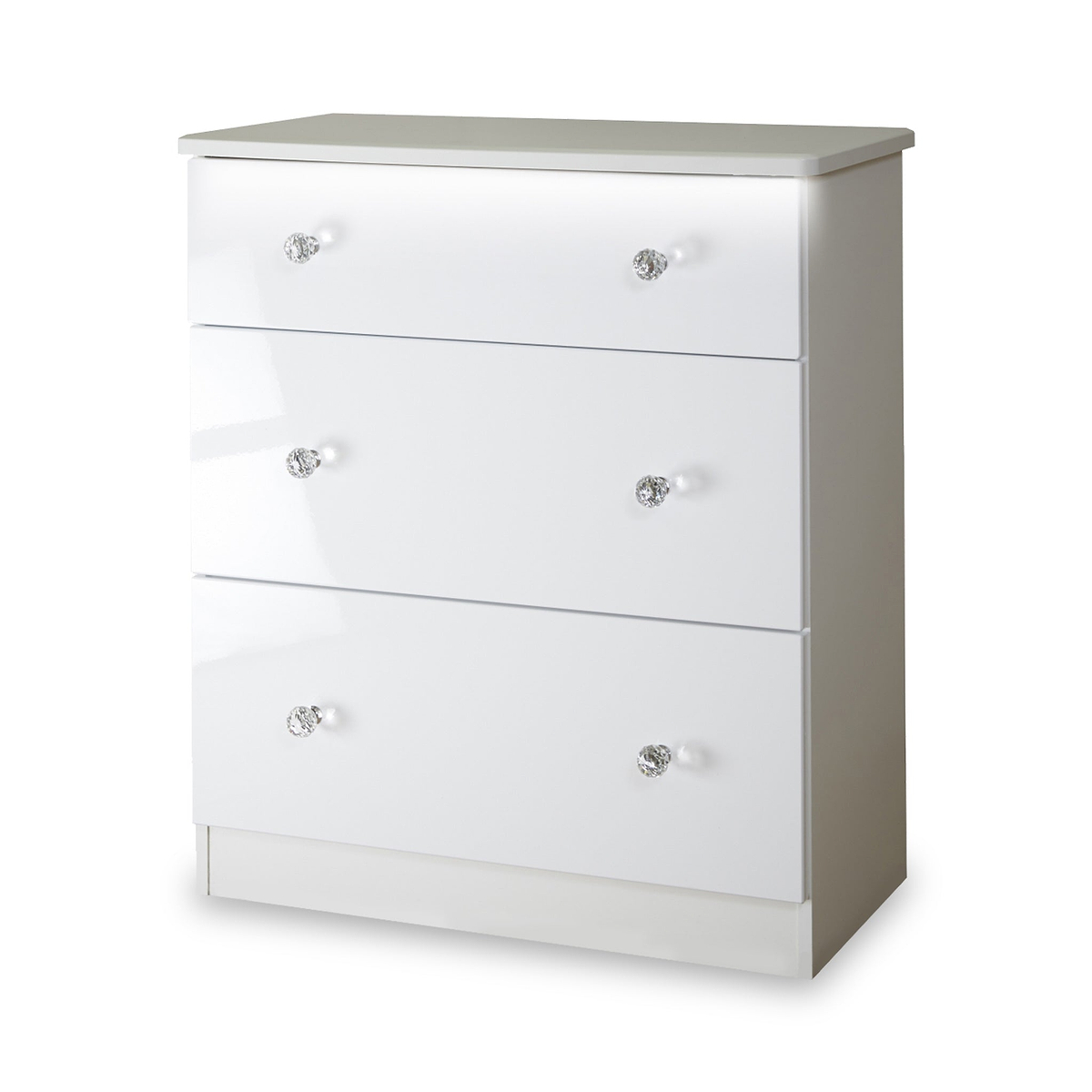 Aria White Gloss LED Lighting Chest of 3 drawers