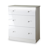 Aria White Gloss LED Lighting Chest of 3 drawers