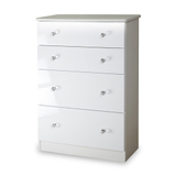 Aria White Gloss LED Lighting Chest of 4 Drawers