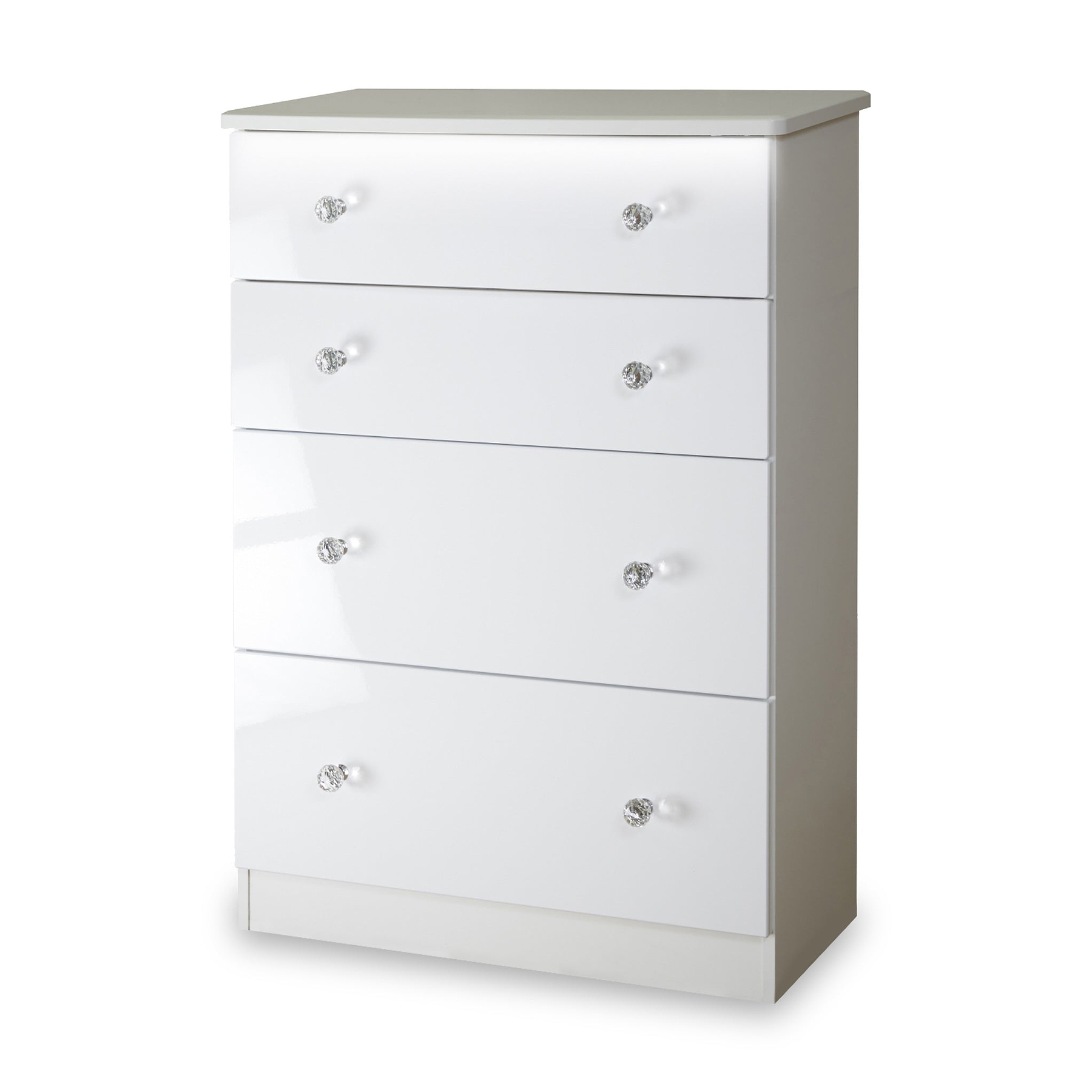 Aria White Gloss LED Lighting Chest of 4 Drawers
