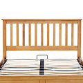 front view of the slatted headboard on the Trent Oak Wooden Ottoman Bed