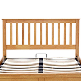 front view of the slatted headboard on the Trent Oak Wooden Ottoman Bed