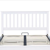 front view of the slatted headboard on the  Trent White Wooden Ottoman Bed 