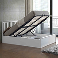 lifestyle image of the  Trent White Wooden Ottoman Bed with under bed storage