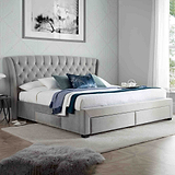 lifestyle image of the Stafford Grey Velvet King Size Storage Bed