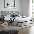 opened drawers view of the Stafford Grey Velvet King Size Storage Bed