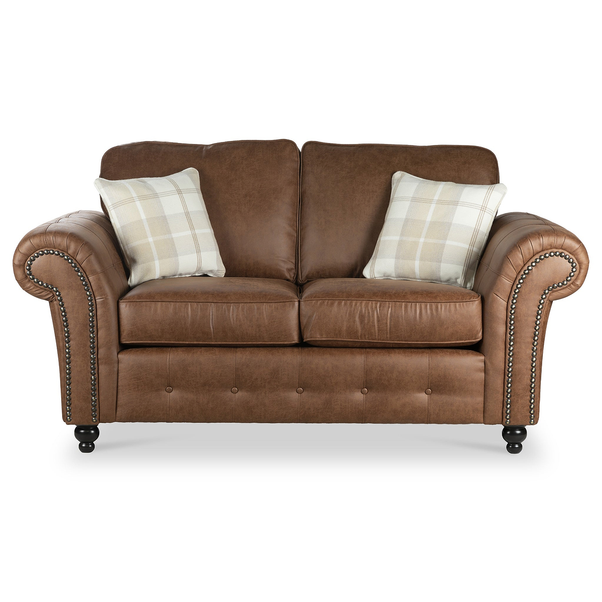 Edward Chocolate Faux Leather 2 Seater Couch by Roseland Furniture