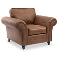 Edward Chocolate Faux Leather Armchair from Roseland Furniture