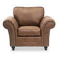 Edward Chocolate Faux Leather Armchair