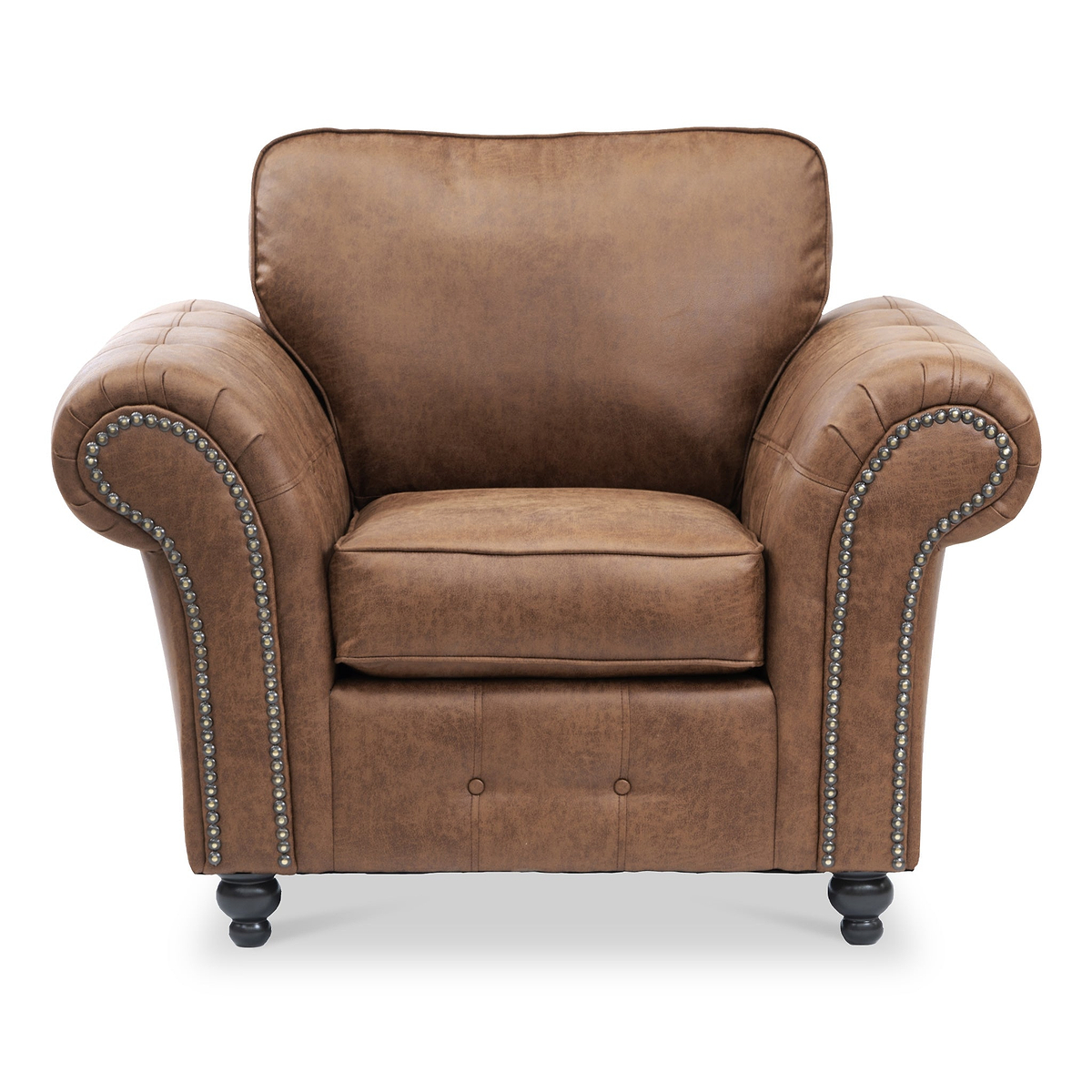 Edward Chocolate Faux Leather Armchair