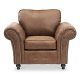 Edward Chocolate Faux Leather Armchair