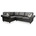 Edward Black Faux Leather Left Hand Corner Sofa from Roseland Furniture