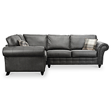 Edward Black Faux Leather Left Hand Corner Sofa from Roseland Furniture
