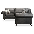 Edward Black Faux Leather Left Hand Corner Sofa from Roseland Furniture