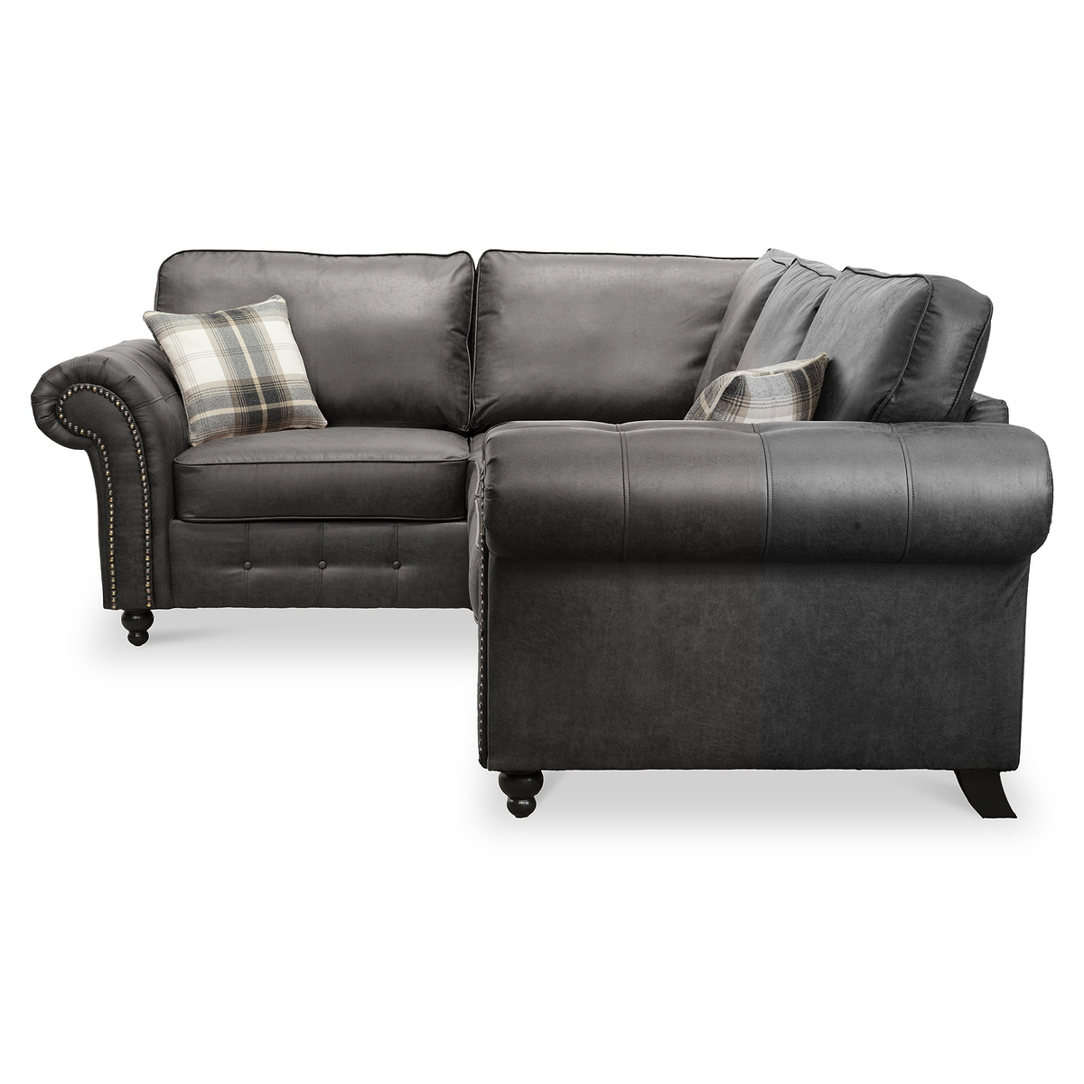 Edward Black Faux Leather Left Hand Corner Sofa from Roseland Furniture