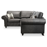 Edward Black Faux Leather Left Hand Corner Sofa from Roseland Furniture