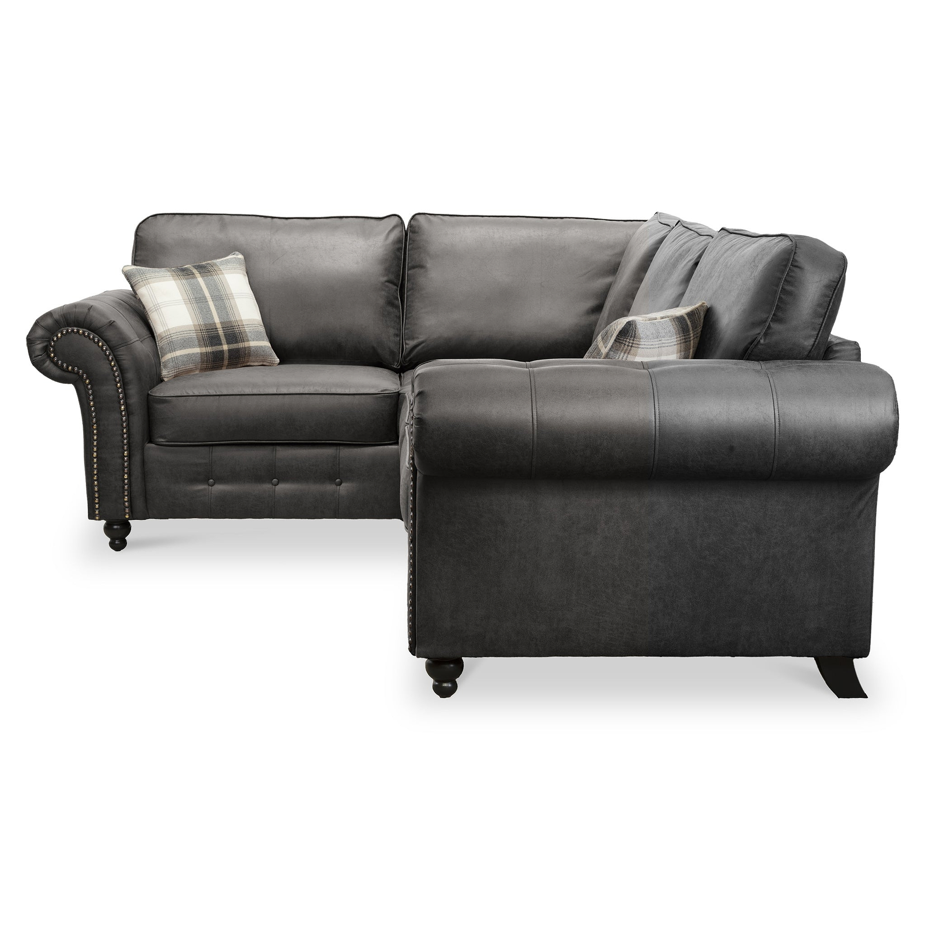 Edward Black Faux Leather Left Hand Corner Sofa from Roseland Furniture