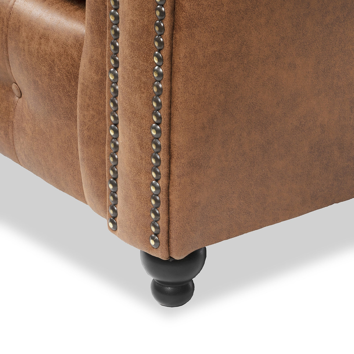 Edward Chocolate Faux Leather Left Hand Corner Sofa from Roseland Furniture