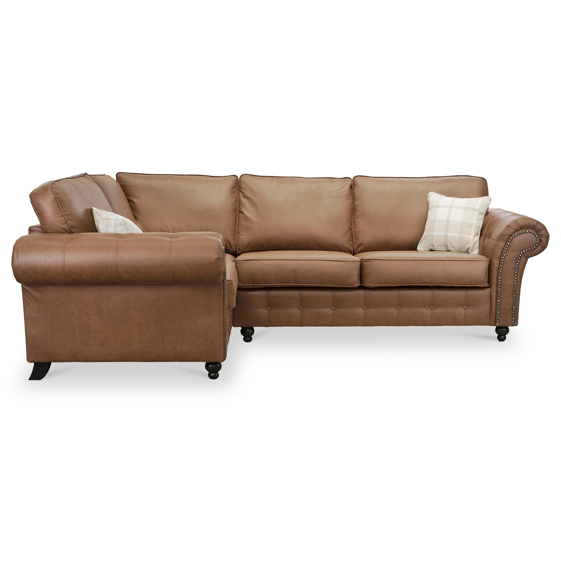 Edward Chocolate Faux Leather Left Hand Corner Sofa from Roseland Furniture