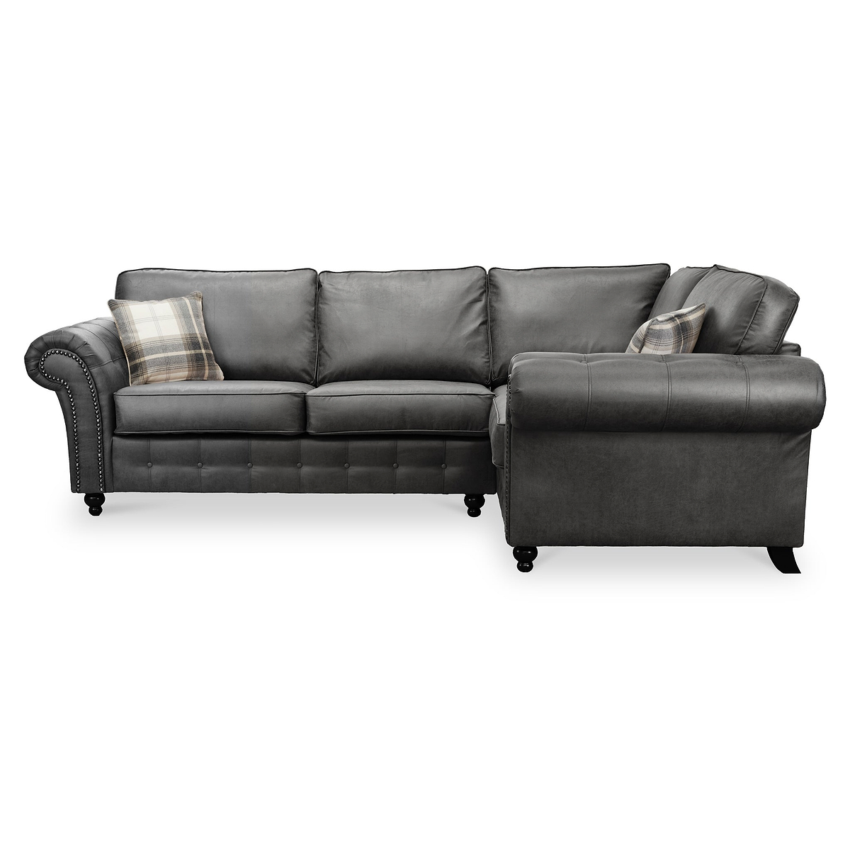 Edward Black Faux Leather Right Hand Corner Sofa from Roseland Furniture