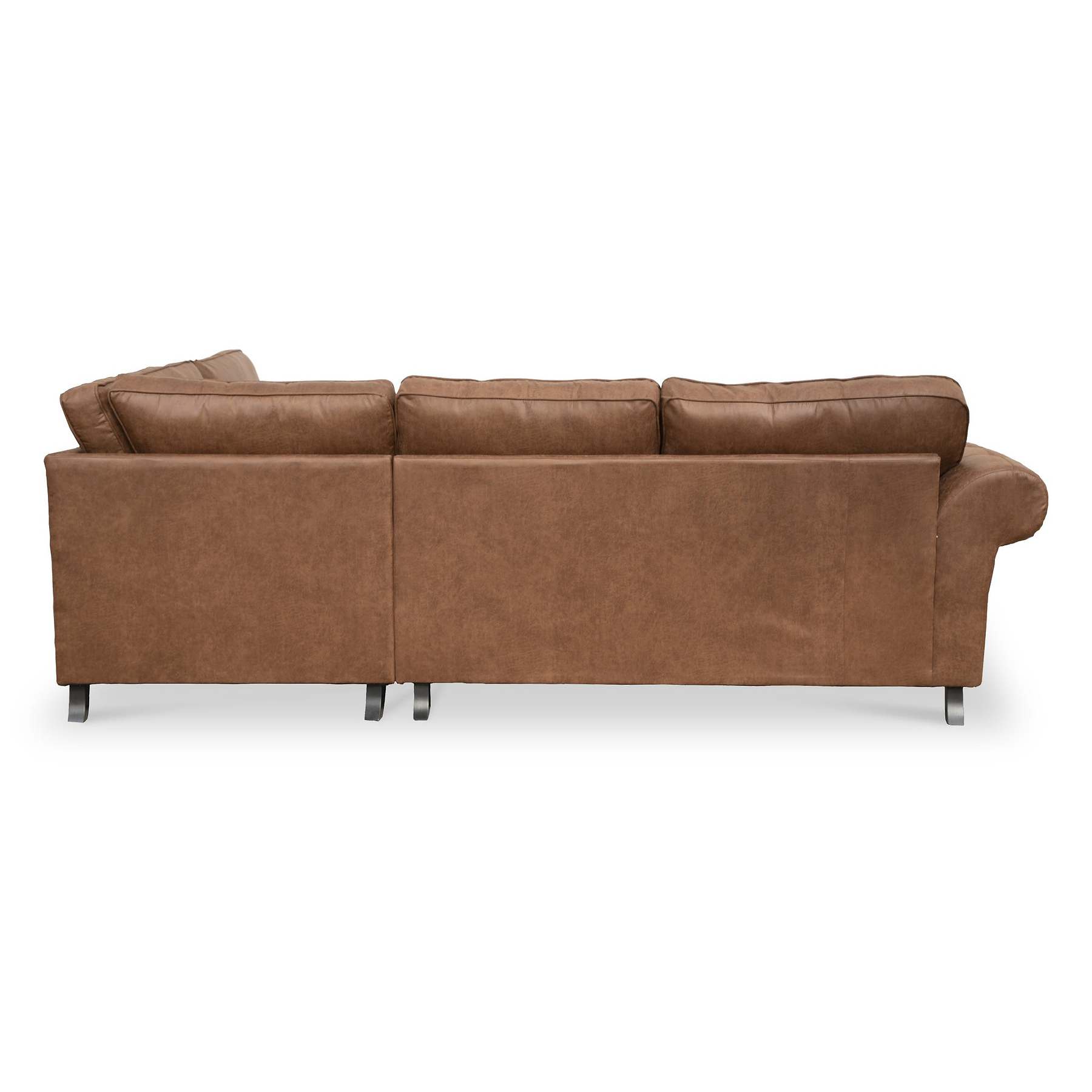 Edward Chocolate Faux Leather Right Hand Corner Sofa from Roseland Furniture