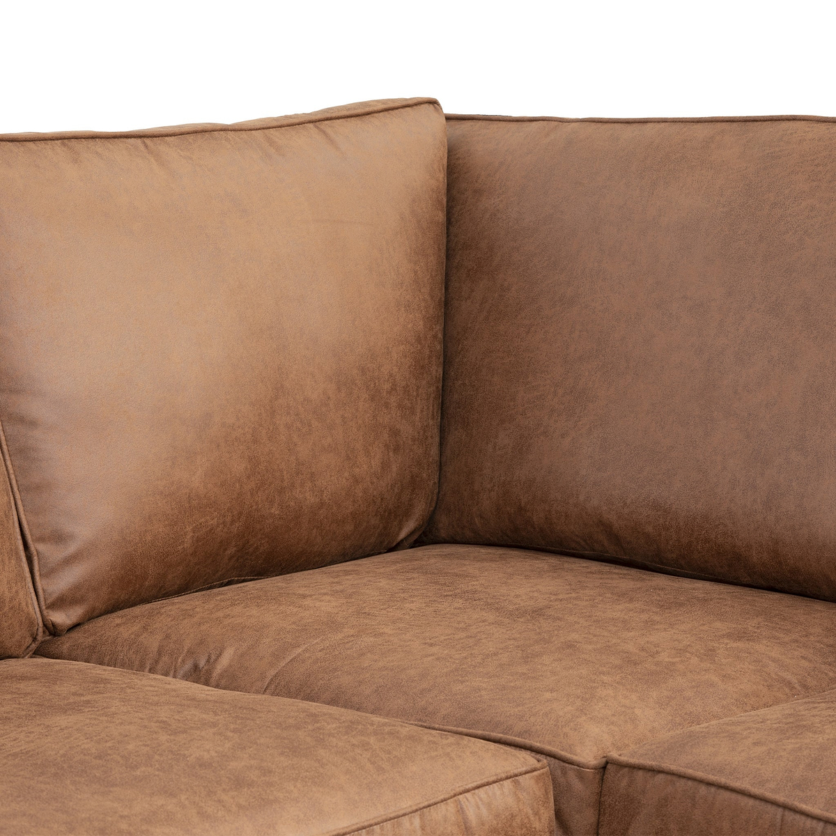 Edward Chocolate Faux Leather Right Hand Corner Sofa from Roseland Furniture